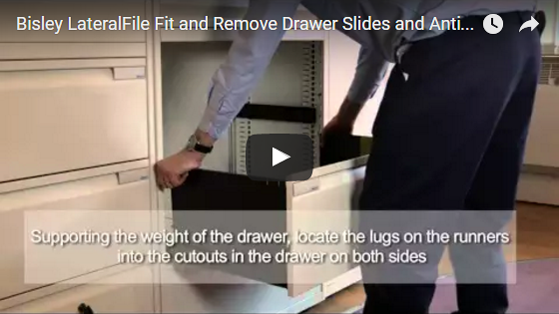 Bisley LateralFile Fit and Remove Drawer Slides and Anti-tilt Mechanism
